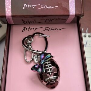 Betsey Johnson Iridescent Football Keychain with Bow